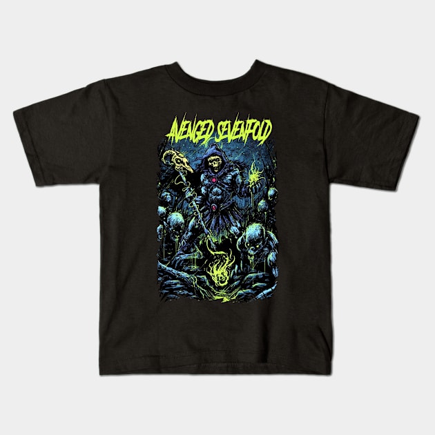 AVENGED SEVENFOLD BAND MERCHANDISE Kids T-Shirt by Rons Frogss